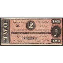1864 $2 Confederate States of America Note