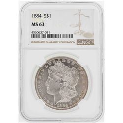 1884 $1 Morgan Silver Dollar Coin NGC MS63