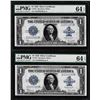 Image 1 : (2) Consecutive 1923 $1 Silver Certificate Note Fr.238 PMG Choice Uncirculated 6