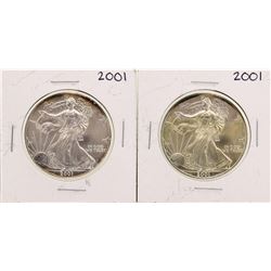 Lot of (2) 2001 $1 American Silver Eagle Coins