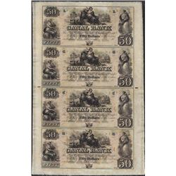 Uncut Sheet of 1800's $50 Canal Bank Obsolete Notes