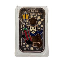 1974-1975 Seasons Greetings 1 oz .999 Fine Silver Enamel Art Bar
