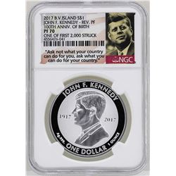 2017 British Virgin Islands $1 John F. Kennedy Reverse Proof Coin NGC PF70