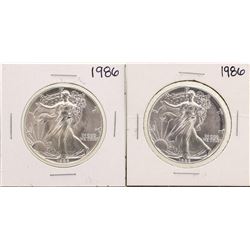 Lot of (2) 1986 $1 American Silver Eagle Coins