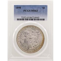 1898 $1 Morgan Silver Dollar Coin PCGS MS63