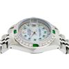 Image 5 : Rolex Ladies Stainless Steel MOP Emerald & Diamond Datejust Wristwatch
