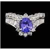 Image 1 : 14KT White Gold 1.55 ctw Tanzanite and Diamond Ring