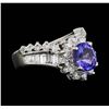 Image 2 : 14KT White Gold 1.55 ctw Tanzanite and Diamond Ring