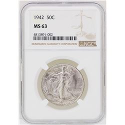 1942 Walking Liberty Half Dollar Coin NGC MS63