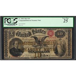 1864 $10 Compound Treasury Note Fr.190b PCGS Very Fine 25