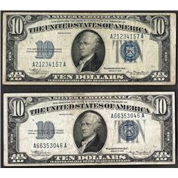 Lot of (2) 1934 $10 Silver Certificate Notes