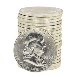 Roll of (20) 1959 Brilliant Uncirculated Franklin Half Dollars