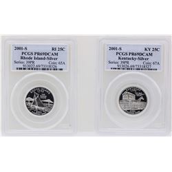 Lot of (2) 2001-S State Quarter Silver Coins PCGS PR69DCAM