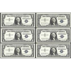 Lot of (6) 1957A $1 Silver Certificate Notes Uncirculated