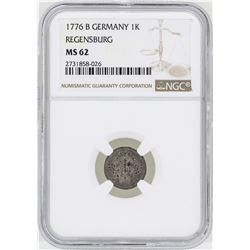 1776B Germany Kreuzer Regensburg Coin NGC MS62