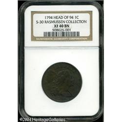 1794 1C Head of 1794 XF40 NGC. VF25 EAC. S-30, Die Sta 1794 1C Head of 1794 XF40 NGC. VF25 EAC.