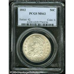 1812 50C MS62 PCGS. O-109a, R.2. A nicely struck p 1812 50C MS62 PCGS.