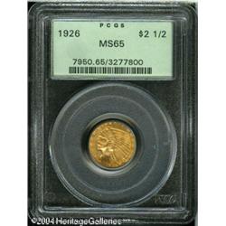 1926 $2 1/2 MS65 PCGS. A bold striking with thick, fro 1926 $2 1/2 MS65 PCGS.