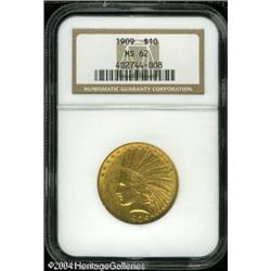 1909 $10 MS62 NGC. Bright satin luster, matte-like 1909 $10 MS62 NGC.