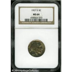 1927-D 5C MS64 NGC. Softly struck with a slight degree 1927-D 5C MS64 NGC.