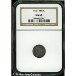1829 H10C  MS64 NGC. V-3, LM-2, R-1. Lilac and rose