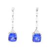 Image 1 : 8.37 ctw Tanzanite And Diamond Earrings - 14KT White Gold