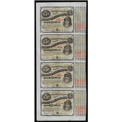Uncut Sheet of (4) State of Louisiana Baby Bond Obsolete Notes