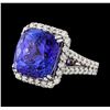 Image 1 : GIA Cert 14.91 ctw Tanzanite and Diamond Ring - 14KT White Gold