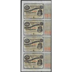Uncut Sheet of (4) State of Louisiana Baby Bond Obsolete Notes