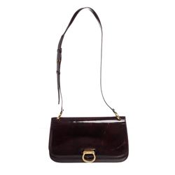 Celine Vintage Brown Patent Leather Shoulder Bag