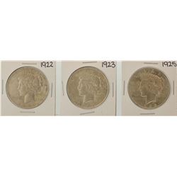 1922, 1923, 1925 $1 Peace Silver Dollar Coins