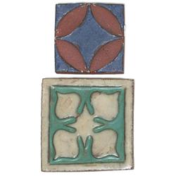 Grueby tile, red clay with geometric 