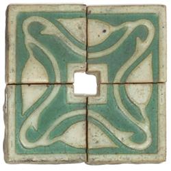 Grueby tile group, four pieces