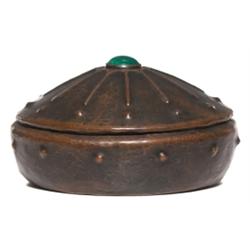 Arts & Crafts covered vessel hammered copper