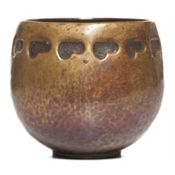 Arts & Crafts vase, hammered copper 