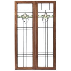 Arts & Crafts leaded glass windows, pair