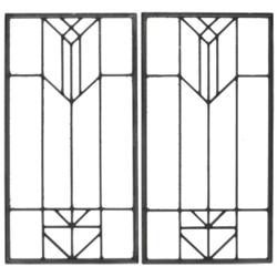 Prairie School beveled glass windows, pair
