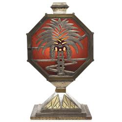 Oscar Bach lamp, bronze with palm trees