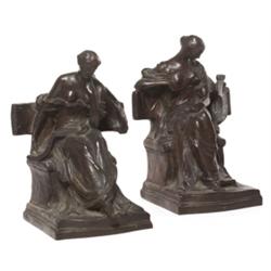J. Konti bookends, two, bronze