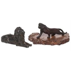 Bronzed Metal figural, seated lion