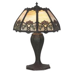 Arts & Crafts table lamp, metal overlay 