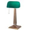 Emerlite bank lamp, green cased glass shade 