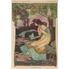 Image 1 : Art Nouveau print, woman in the wind