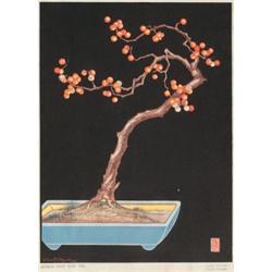 Lillian Miller woodblock, colorful print 