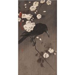 Japanese woodblock, raven