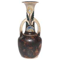 Martin Brothers vase, two handle floral