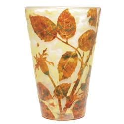 Daum vase cameo and enameled branches