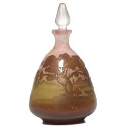 Gallé perfume bottle, cameo landscape