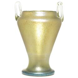 Loetz vase, shouldered and handled form