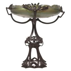 Loetz bowl, broad form with crimped rim